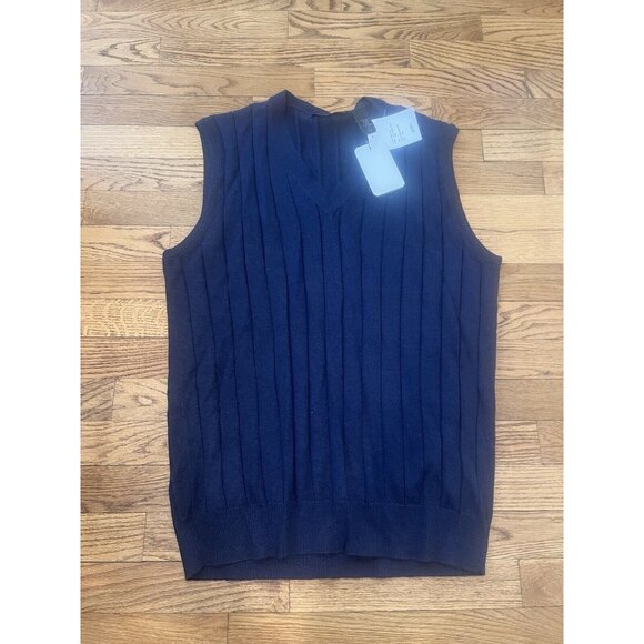 Peru Unlimited Royal Aplaca Drop Needle V Neck Soft Vest Navy Men's Large